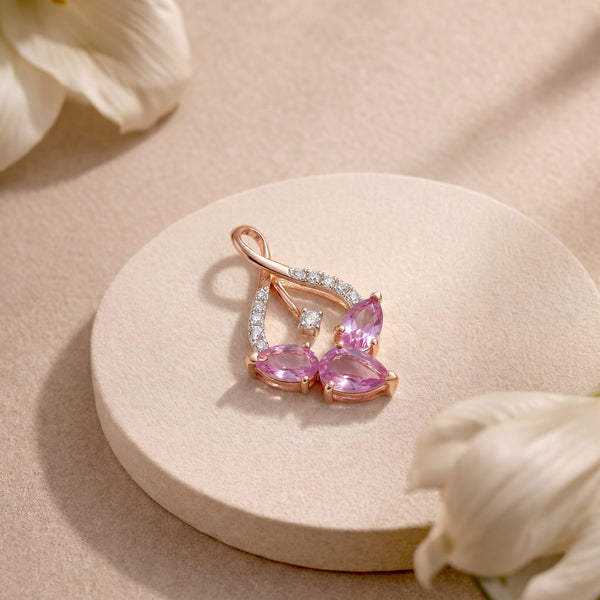 18KT Rose Gold Diamond Colour Stone Pendant