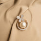 18KT Gold Diamond Pearl Clover Pendant for Women