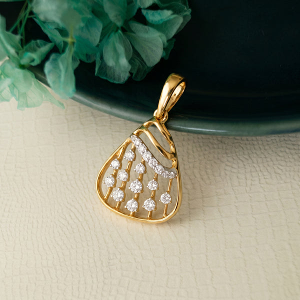 18KT Gold Diamond Rain Drop Pendant for Women