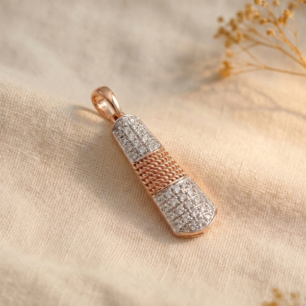 18KT Rose Gold Diamond Textured Pendant for Women