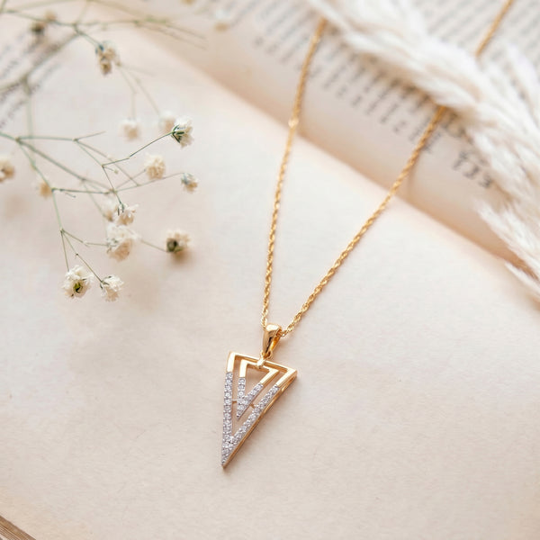 18KT Gold Diamond Triangle Pendant for Women