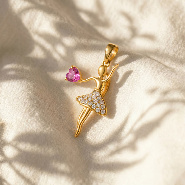 18KT Gold Diamond Ballerina Pendant for Women