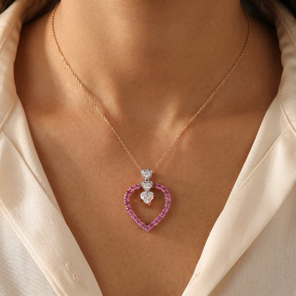 18KT Rose Gold Diamond Heart Pendant for Women