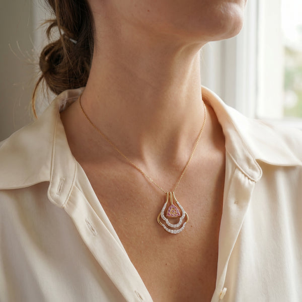 18KT Gold Diamond Colour Stone Teardrop Pendant