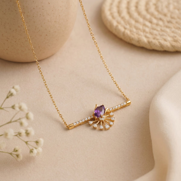 18KT Yellow Gold Diamond Chain Pendant For Women