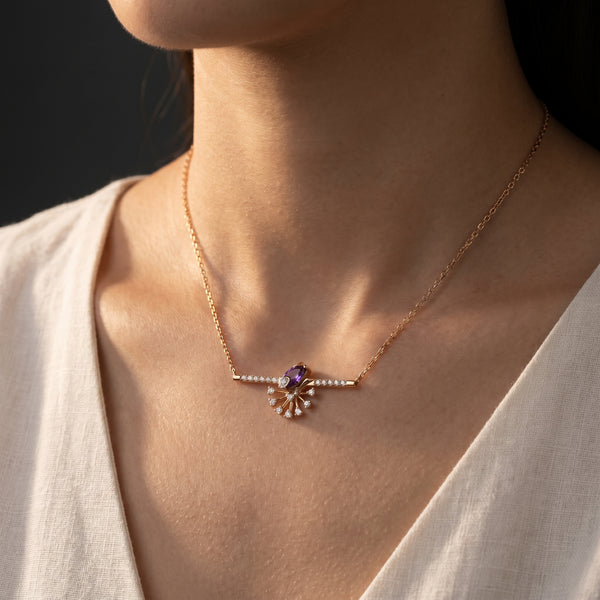 18KT Yellow Gold Diamond Chain Pendant For Women