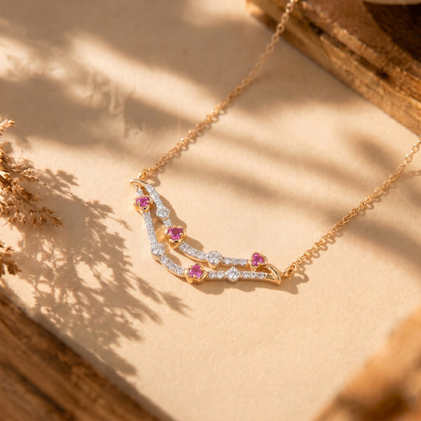 18KT Yellow Gold Diamond Colour Stone Necklace Chain