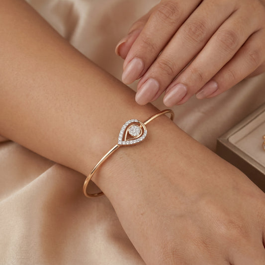 18KT Gold Diamond Teardrop Bangle Bracelet