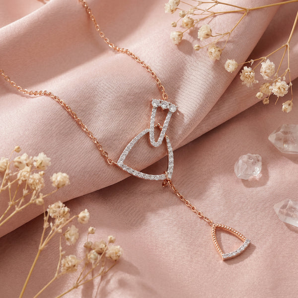18KT Rose Gold Diamond Chain Necklace For Women