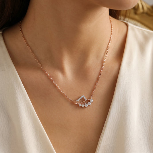 18KT Rose Gold Diamond Wave Chain for Women