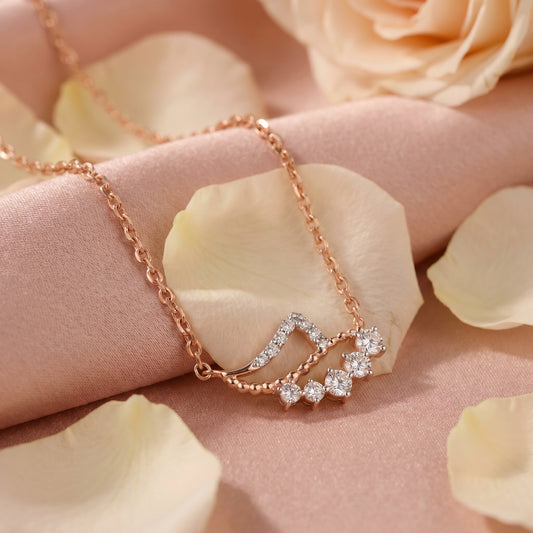 18KT Rose Gold Diamond Wave Chain for Women
