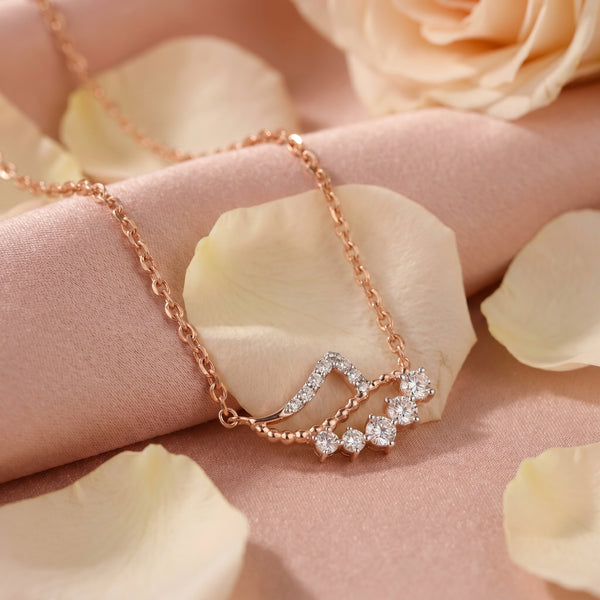 18KT Rose Gold Diamond Wave Chain for Women