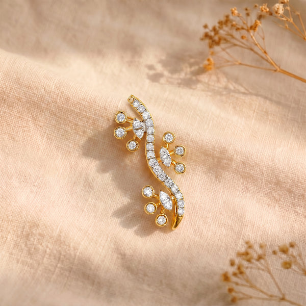 18KT Gold Diamond Vine Pendant for Women