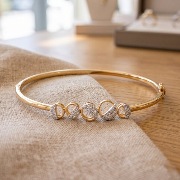 18Kt Gold Diamond Moon Phase Bangle