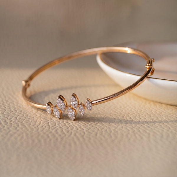 18Kt Gold Diamond Marquise Bangle Bracelet