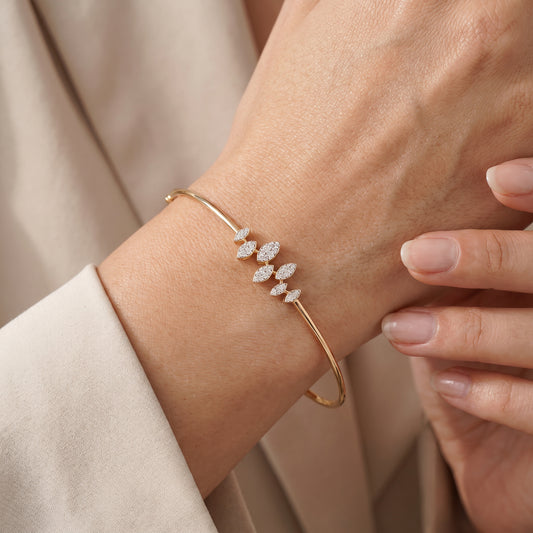 18Kt Gold Diamond Marquise Bangle Bracelet