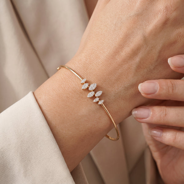 18Kt Gold Diamond Marquise Bangle Bracelet