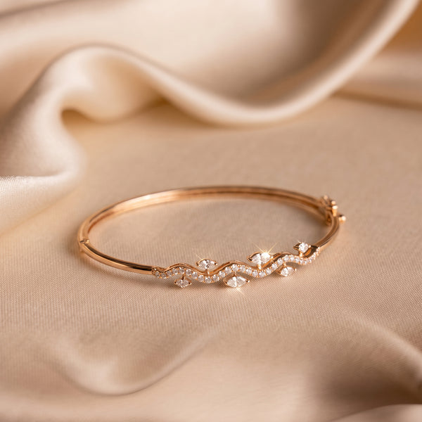 18Kt Gold Diamond Vine Bangle Bracelet