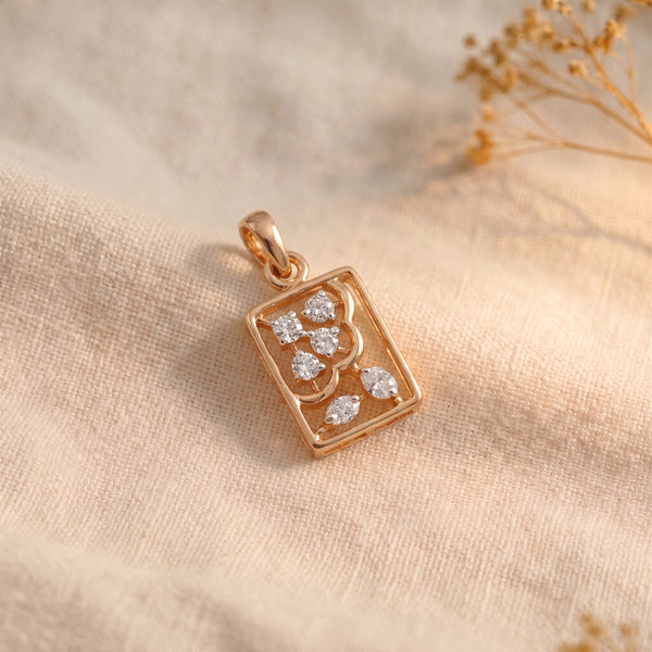 18Kt Gold Diamond Rectangle Frame Pendant