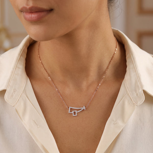 18KT Gold Geometric Diamond Necklace for Women