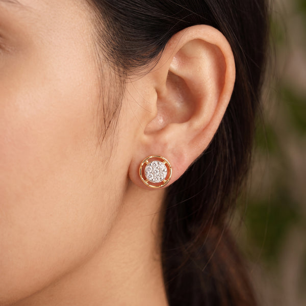 18Kt Gold Diamond Cluster Stud Earrings