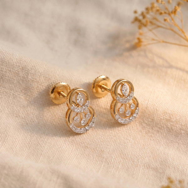 18KT Gold Diamond Drop Earrings for Women