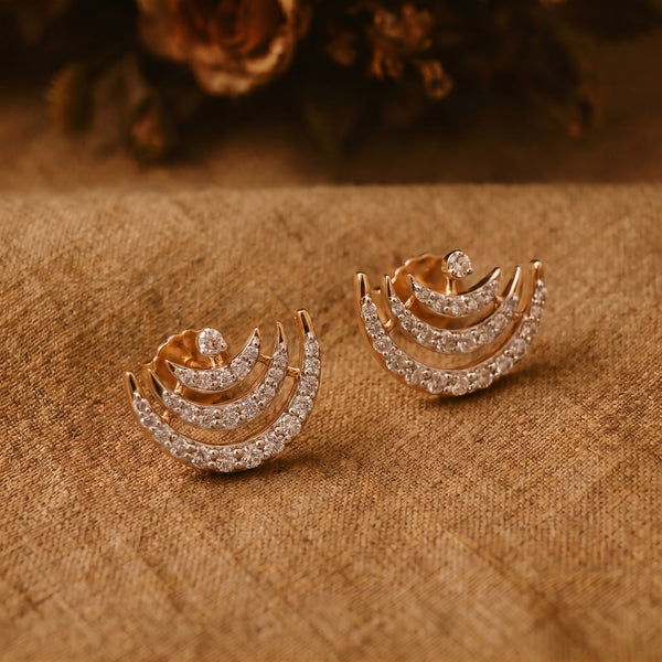18Kt Gold Diamond Crescent Stud Earrings