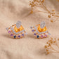 18Kt Gold Diamond Earrings with Colour Stones