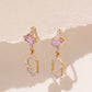 18Kt Gold Diamond Drop Earrings with Colour Stone