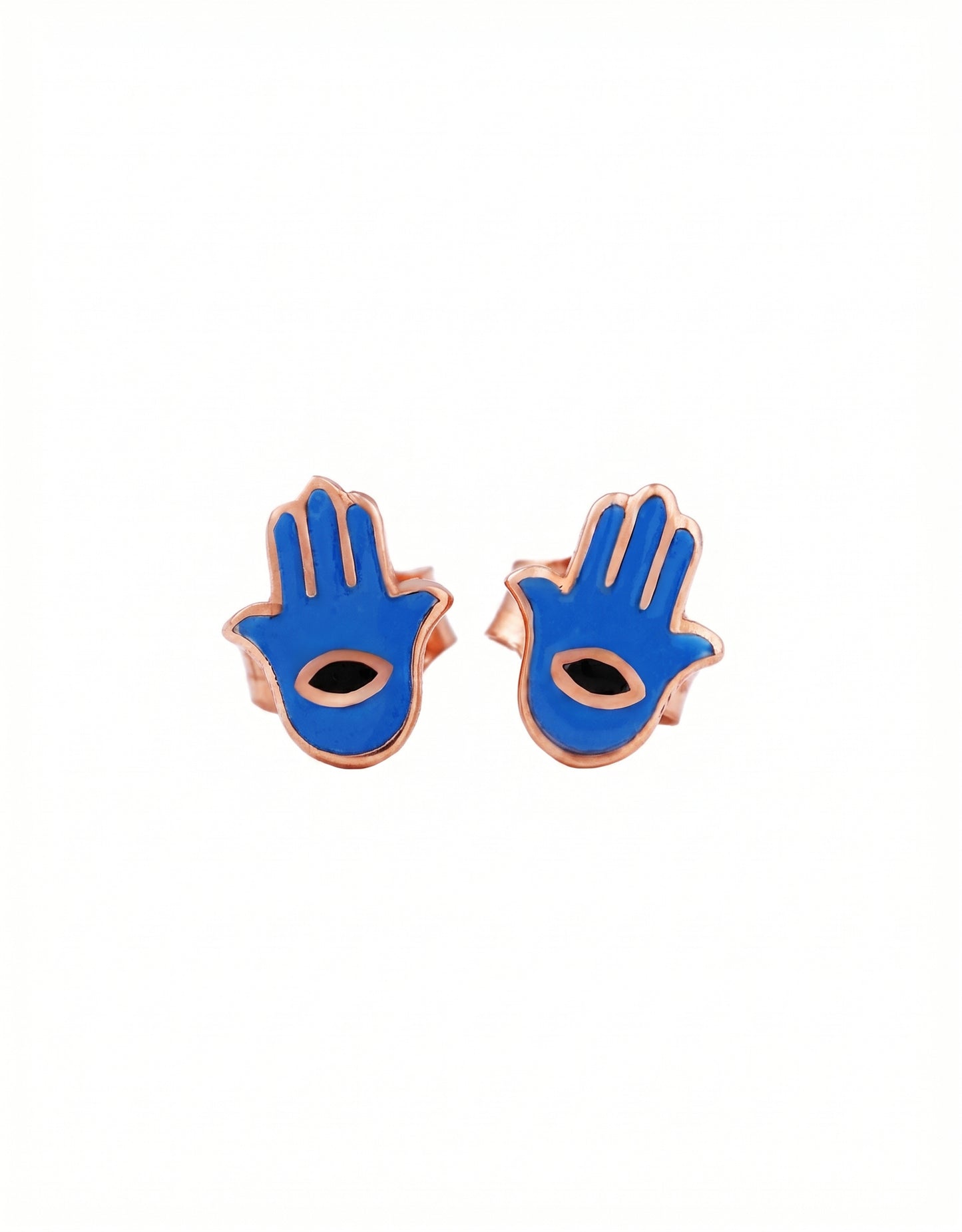 Haath Hamsa Enamel 18kt Gold Earrings