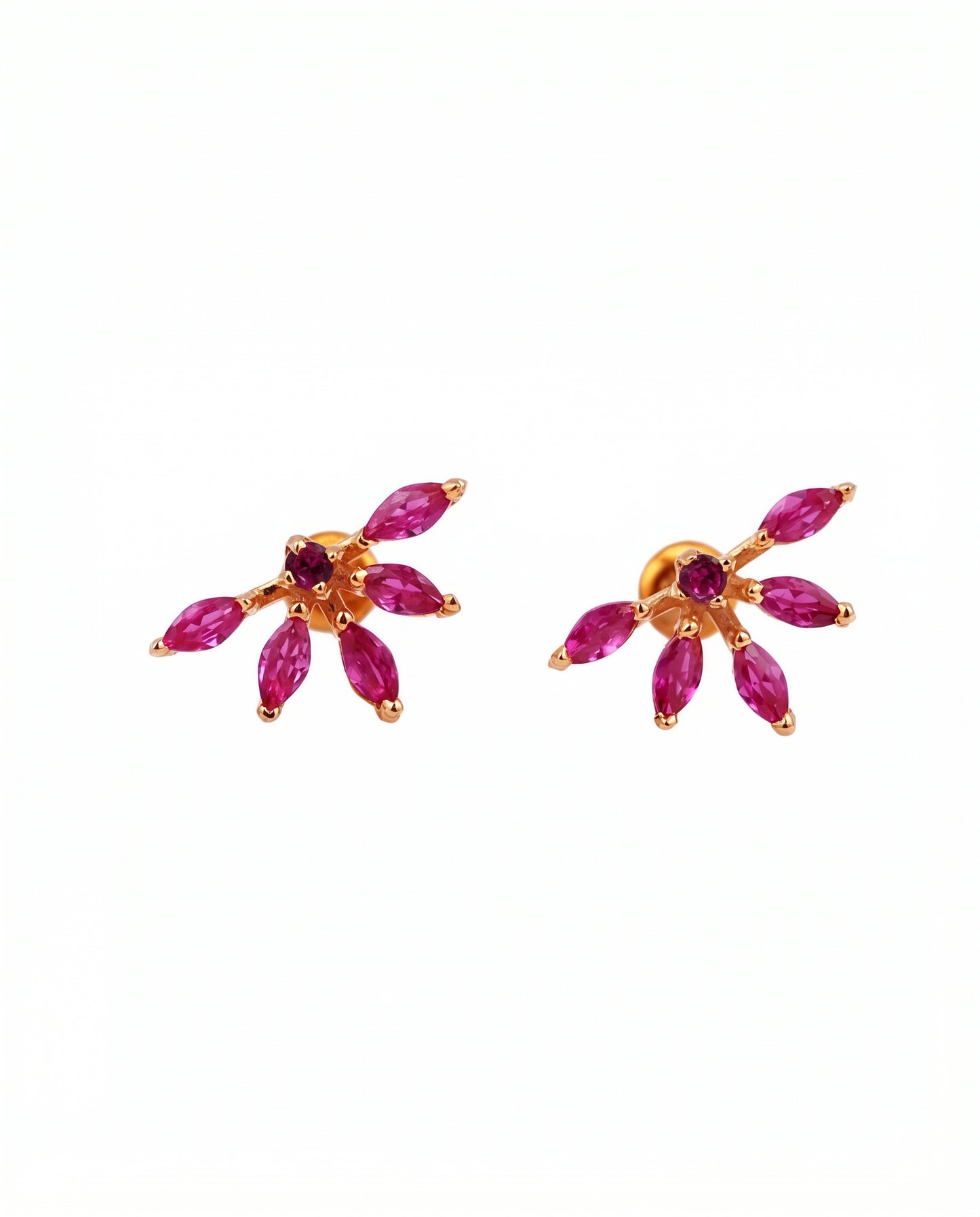Ruby Red Marquise Crystal 18KT Gold Stud Earrings