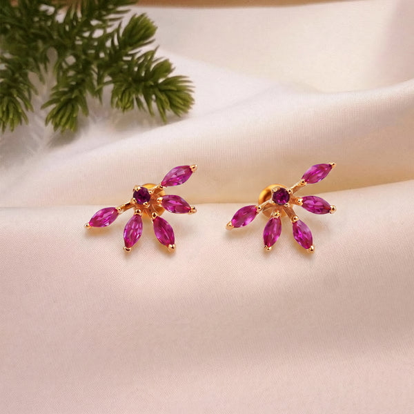 Ruby Red Marquise Crystal 18KT Gold Stud Earrings