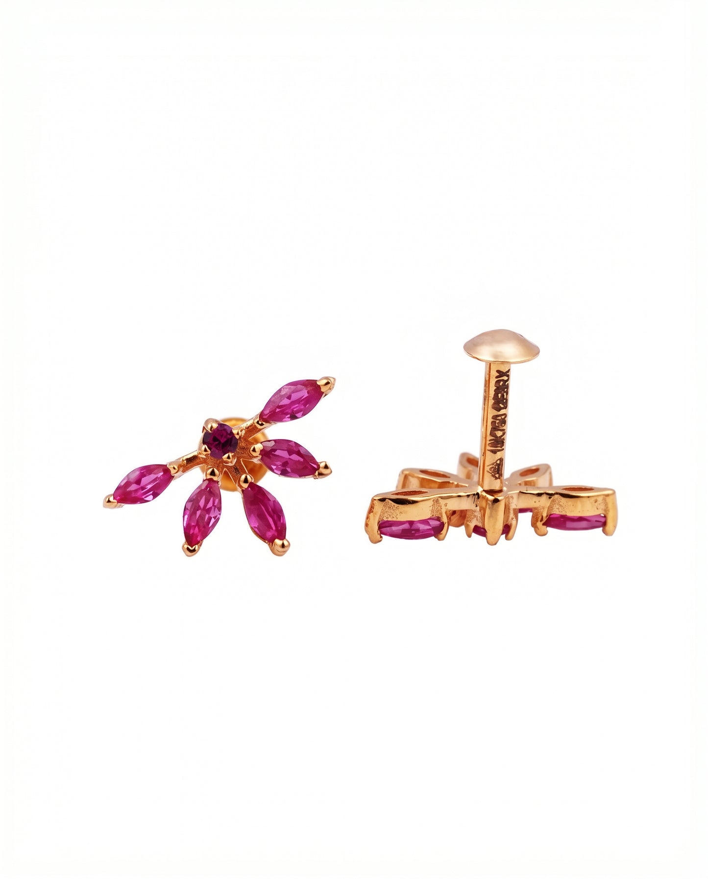 Ruby Red Marquise Crystal 18KT Gold Stud Earrings