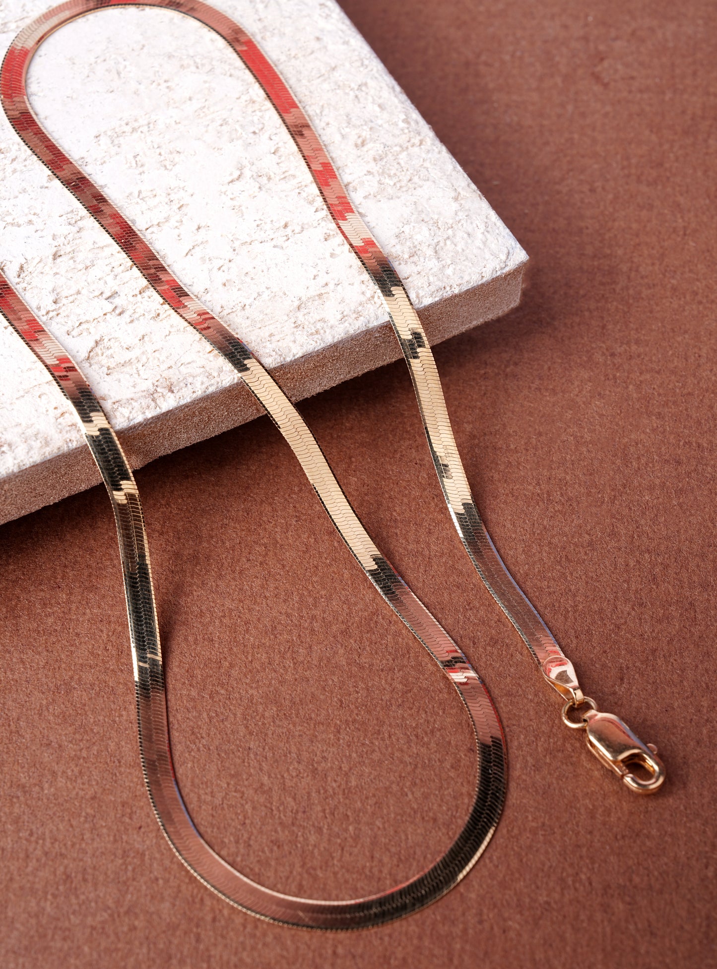 Blade 18kt Yellow Gold Herringbone Chain for Men