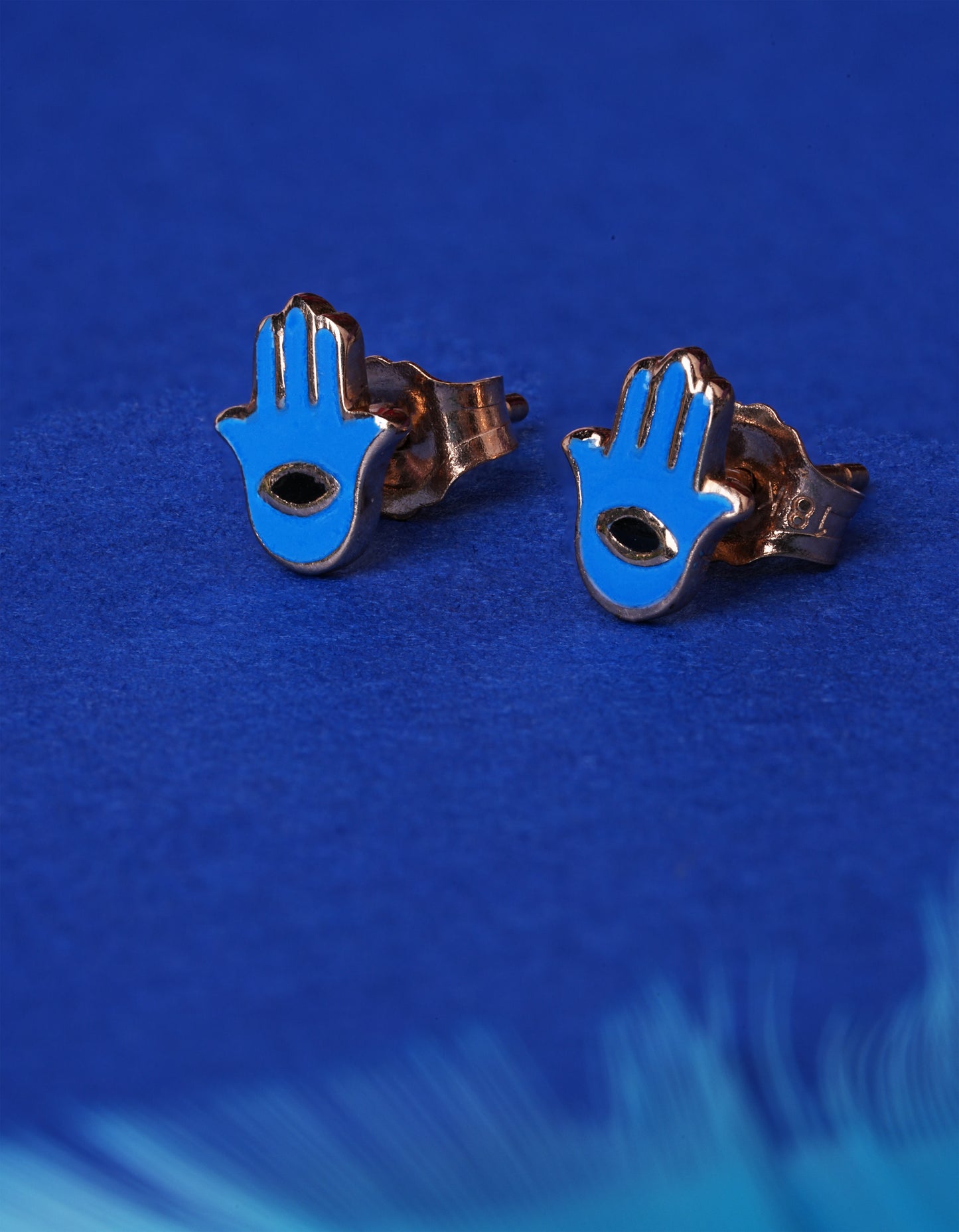 Haath Hamsa Enamel 18kt Gold Earrings