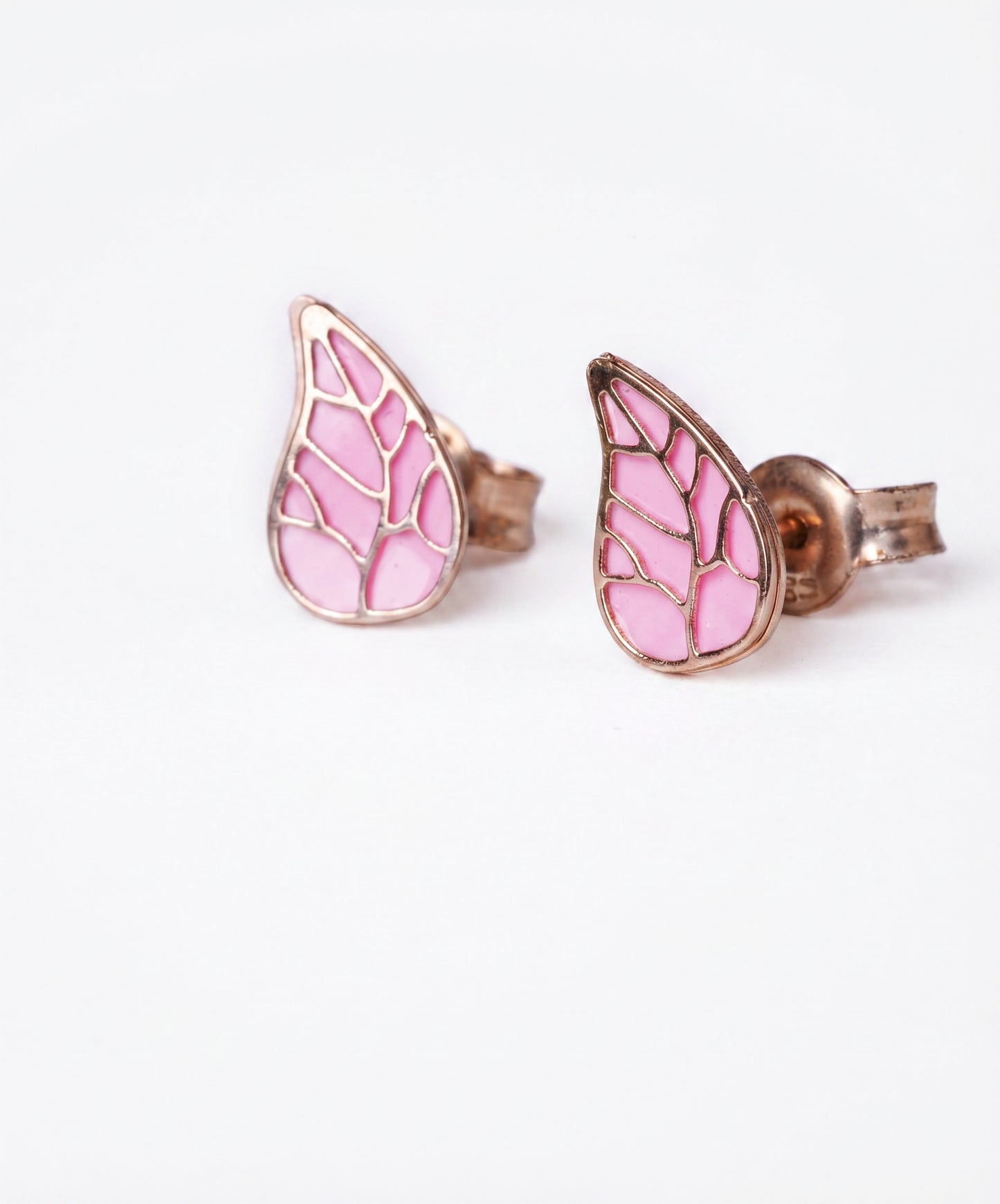 Pari  Kids Fairy Wing Enamel  18kt Rose Gold Earrings