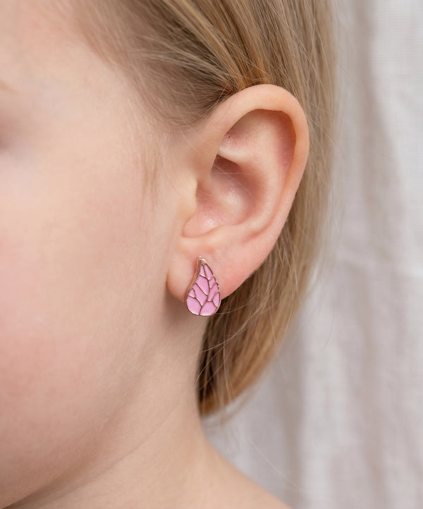 Pari  Kids Fairy Wing Enamel  18kt Rose Gold Earrings