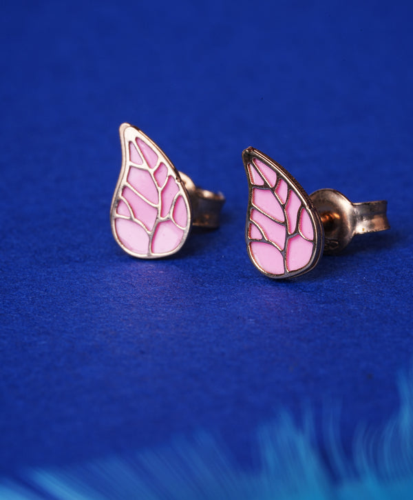 Pari  Kids Fairy Wing Enamel  18kt Rose Gold Earrings