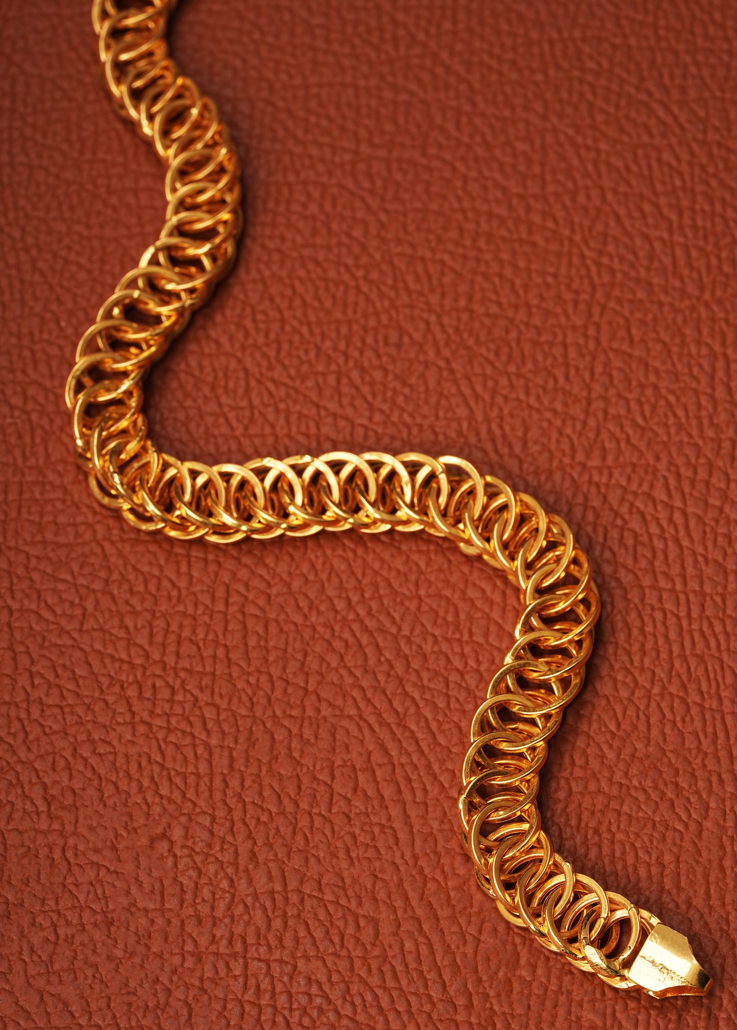 18kt Yellow Gold Chainmail Ring Link Bracelet for Men