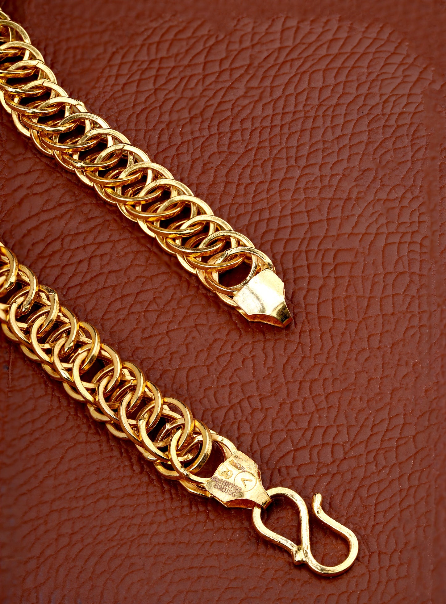 18kt Yellow Gold Chainmail Ring Link Bracelet for Men