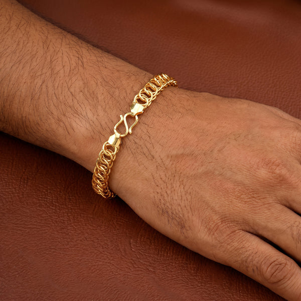 18kt Yellow Gold Chainmail Ring Link Bracelet for Men