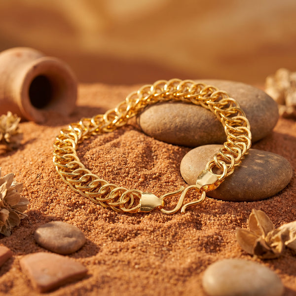 18kt Yellow Gold Chainmail Ring Link Bracelet for Men