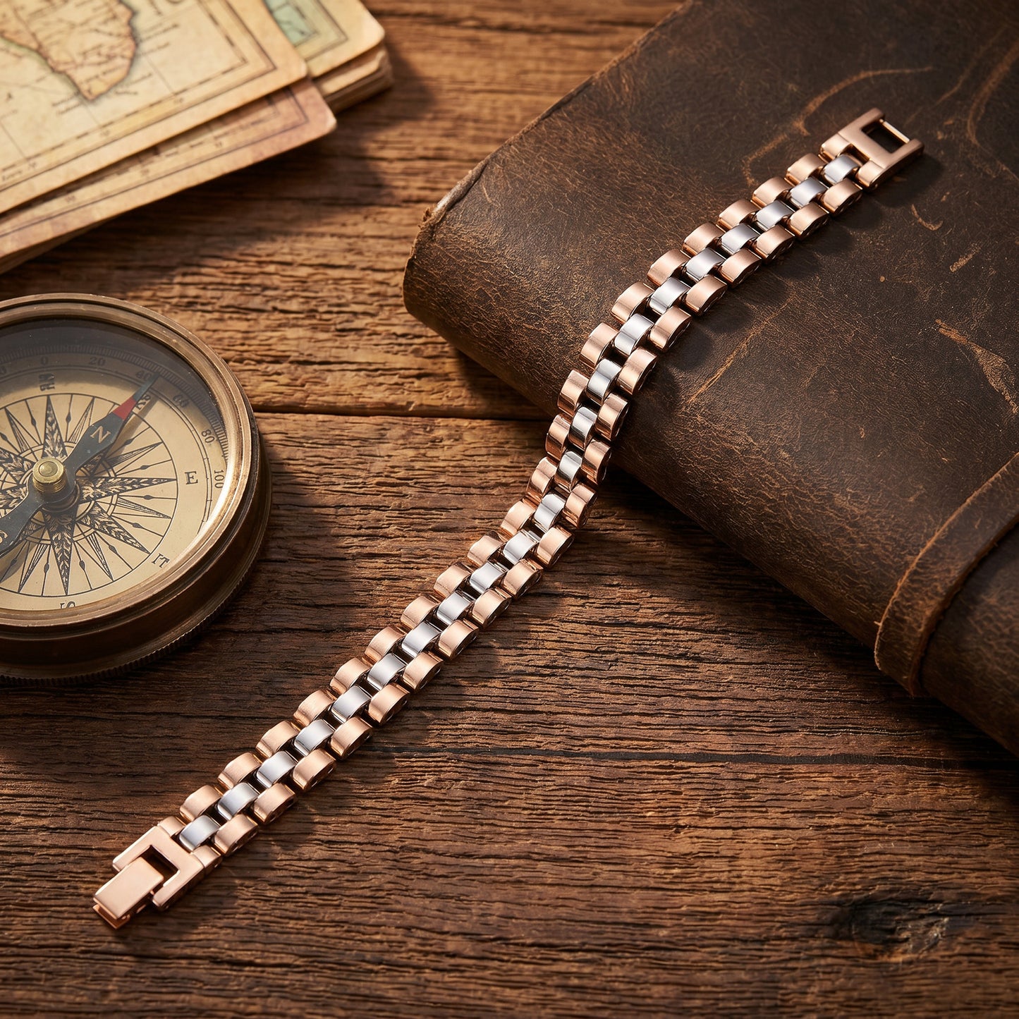 18kt Rose Gold Link Party Wear Bracelet for Men