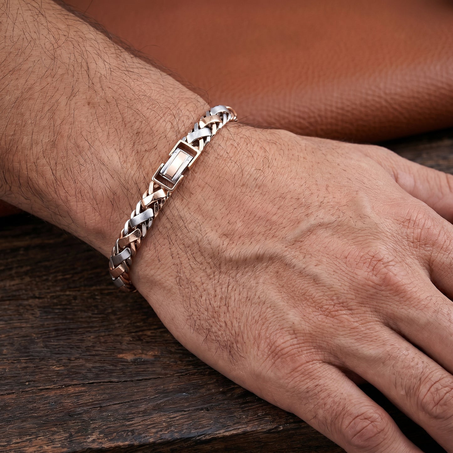 18kt Braided Party Wear Platinum Bracelet for Men