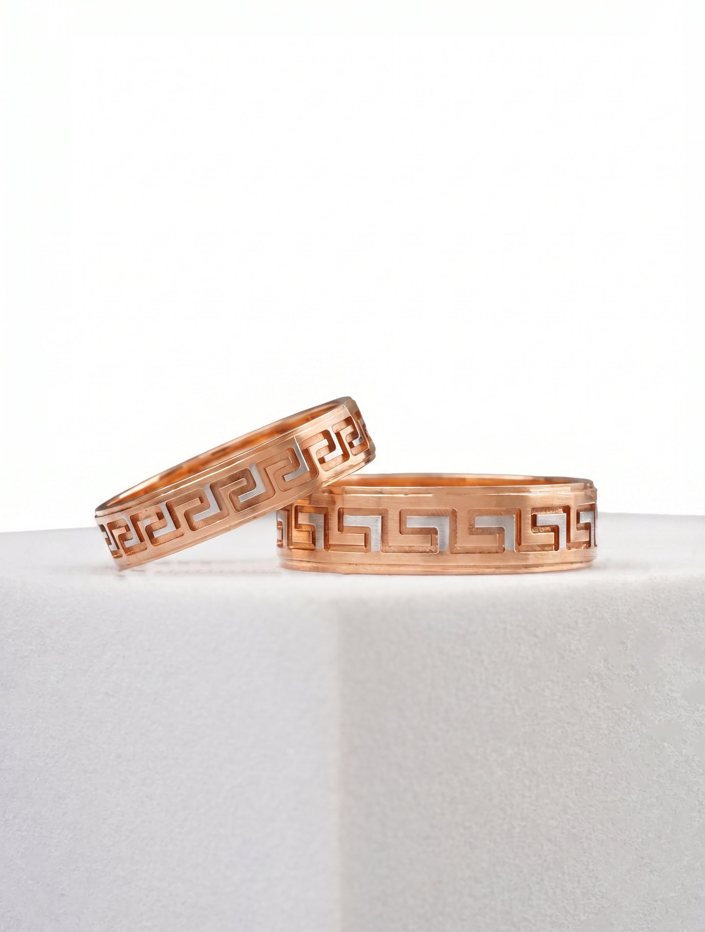 Saath Greek Key 18kt Rose Gold Couple Bands