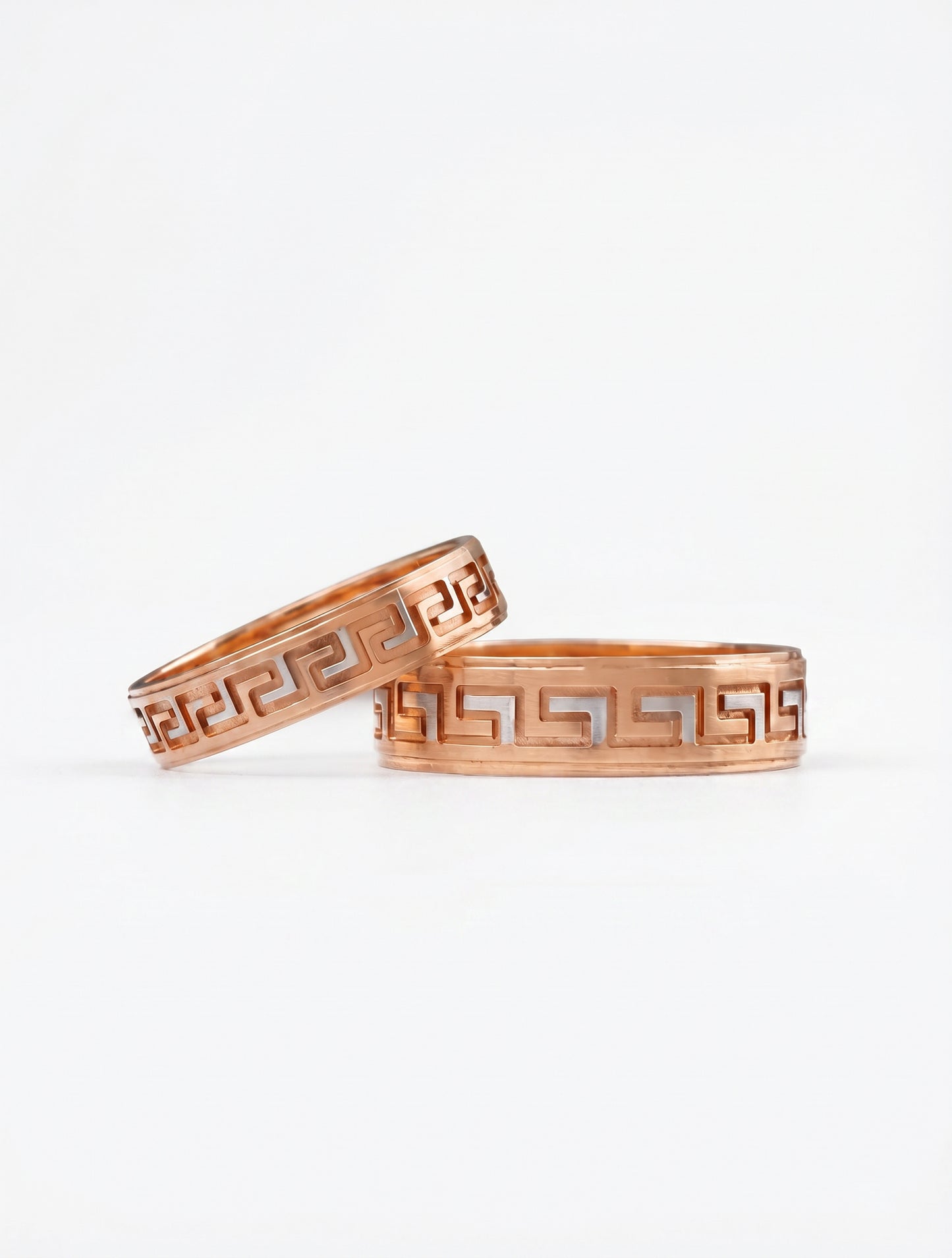 Saath Greek Key 18kt Rose Gold Couple Bands