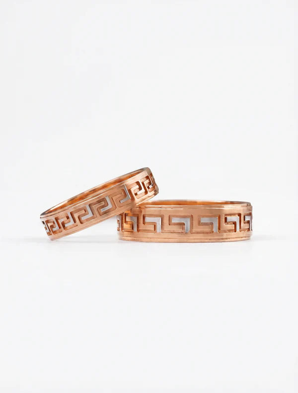 Saath Greek Key 18kt Rose Gold Couple Bands