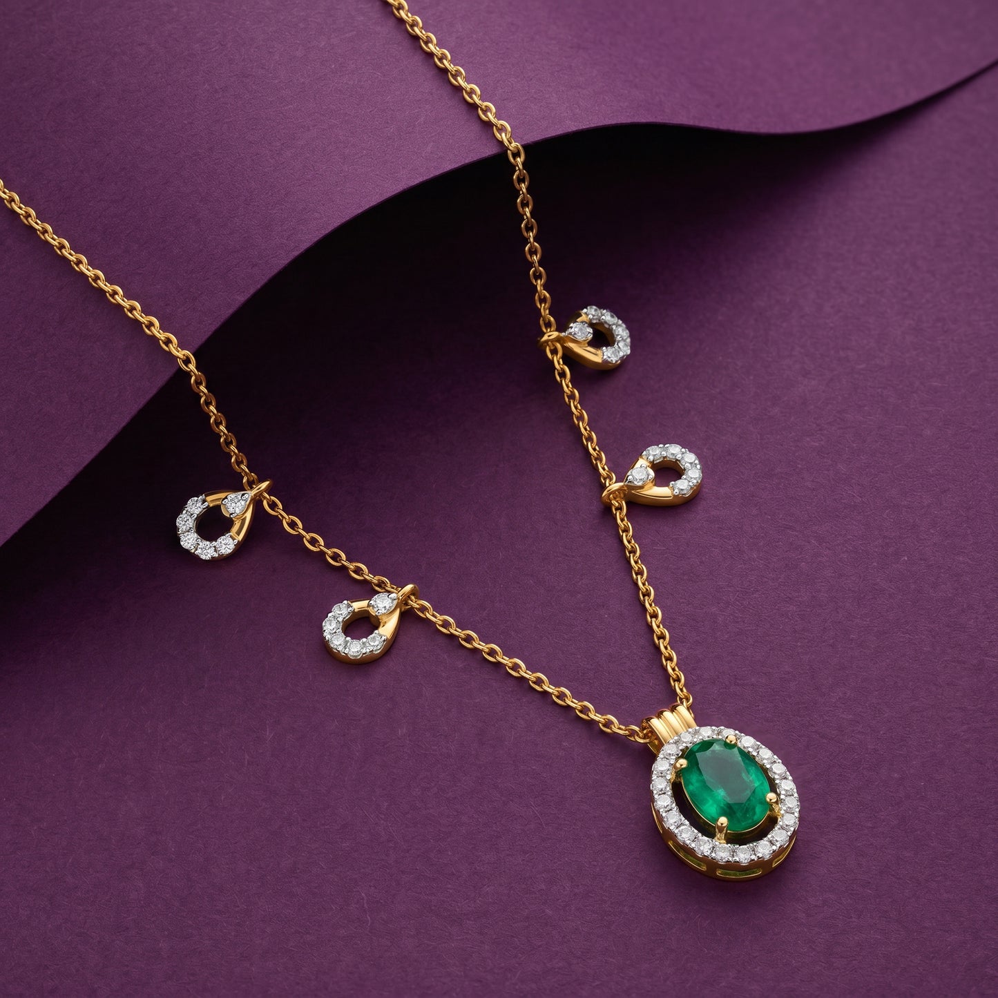 Panna Emerald & Diamond Charm 18kt Gold Necklace