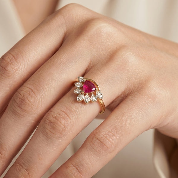 Ruby Trillion Crown 18kt Diamond Ring for Women