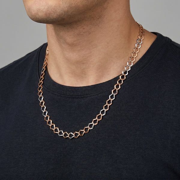 Hexa 18kt Dual Tone Hexagon Link Chain for Men